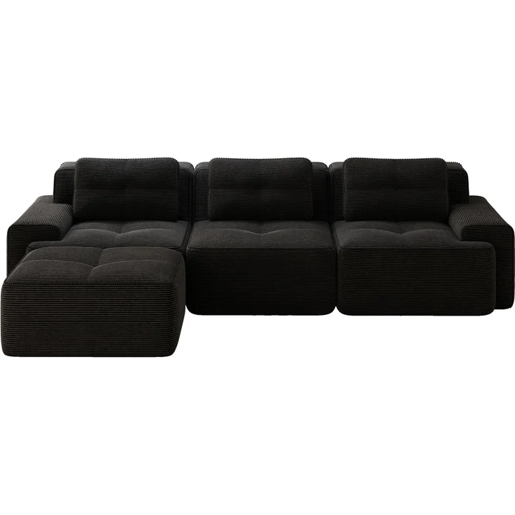 EINHOM Cloud Modulsofa Boneless L-förmiges Sofa, Modulares Sofa mit Ottoman, Modulares Cloud-Sofa, 3-Sitzer Corduroy-Cloud-Sofa für Wohnzimmer, Montagefreies Sofa, Schwarz – Bild 7