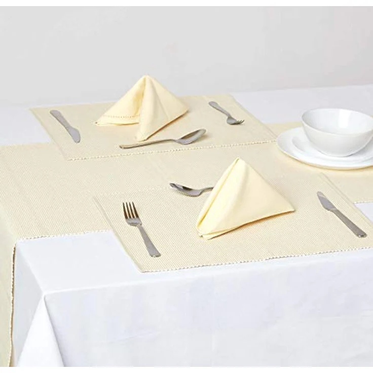 Homescapes Platzset Tischset creme im 2er-Set – 30 x 45 cm, 100% Baumwolle – Bild 3