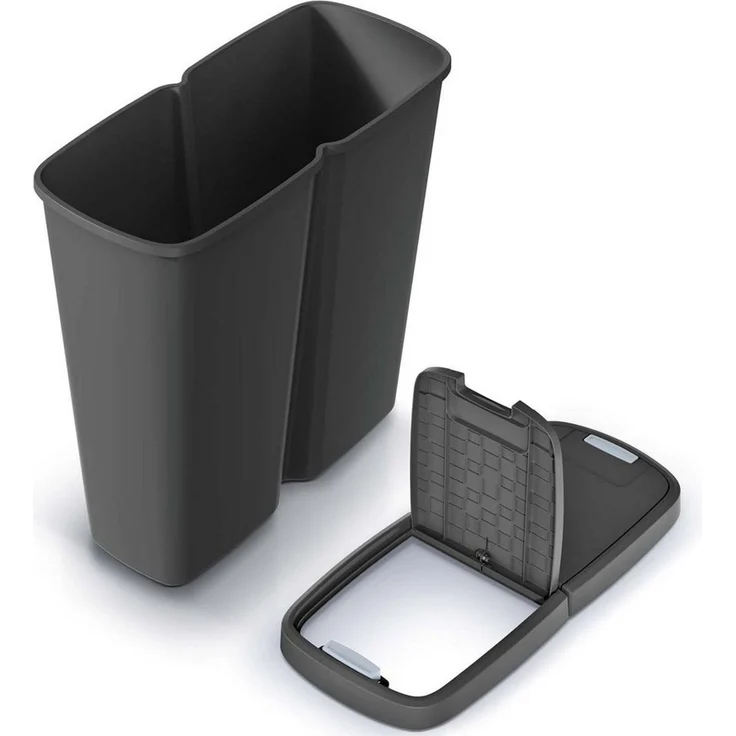 KEDEN® Mülleimer Küche 50L 2 Fächer mit Deckel Schwarz Grün – Bild 2