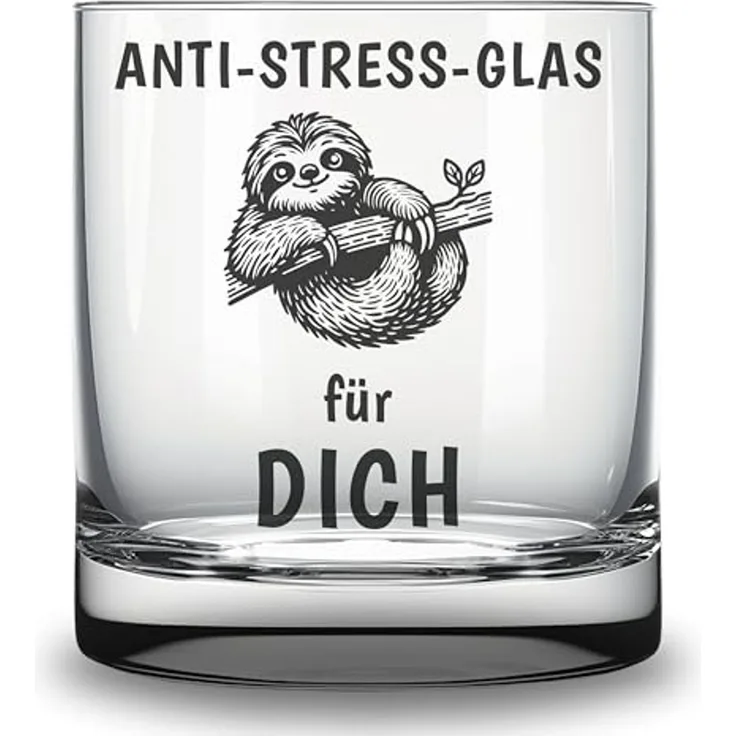 Lasernauten Whiskyglas Trinkglas mit Gravur "Anti-Stress-Glas für dich" lustige Geschenkidee, mit Gravur