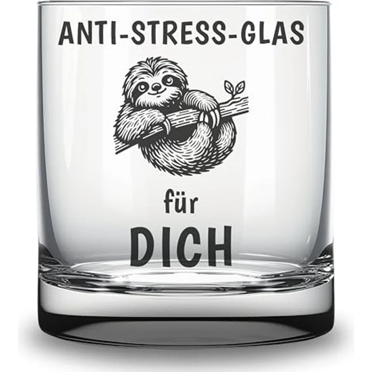 Lasernauten Whiskyglas Trinkglas mit Gravur "Anti-Stress-Glas für dich" lustige Geschenkidee, mit Gravur – Bild 1