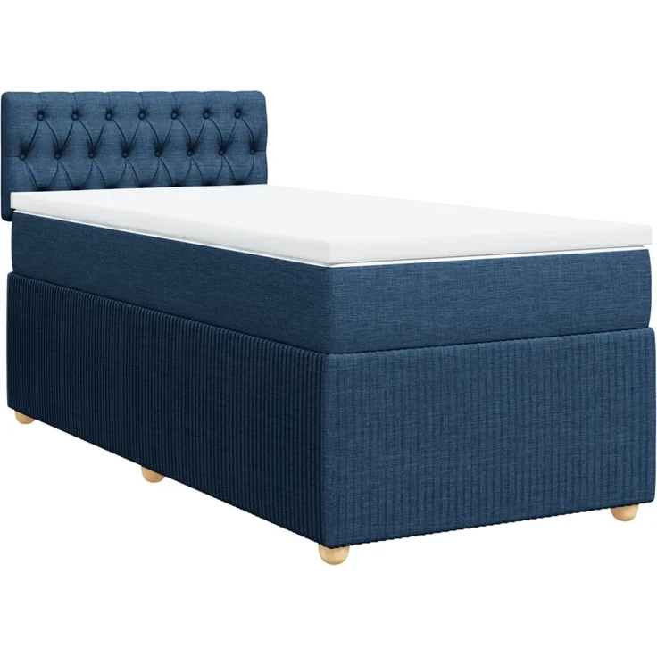 vidaXL Boxspringbett mit Matratze Blau 90x190 cm Stoff 3289624 – Bild 3
