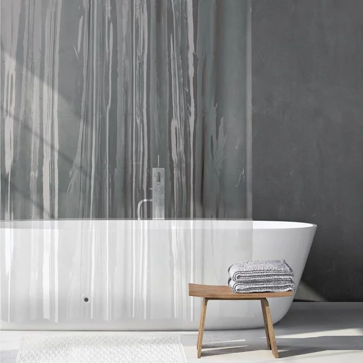 mDesign Duschvorhang Badewannenvorhang PEVA wasserabweisend Vinyl Transparent – Bild 4