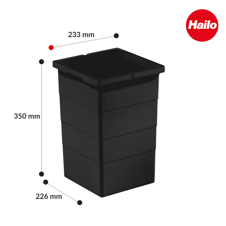 Hailo Inneneimer 1225979 tiefschwarz 15 L 226 x 233 x 350 mm – Bild 4
