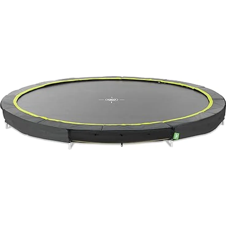 EXIT Silhouette Sports Bodentrampolin Ø 366 cm, mattschwarz, für Outdoor mit 120 kg Max. Belastbarkeit, ohne Sicherheitsnetz, 72 Sprungfedern