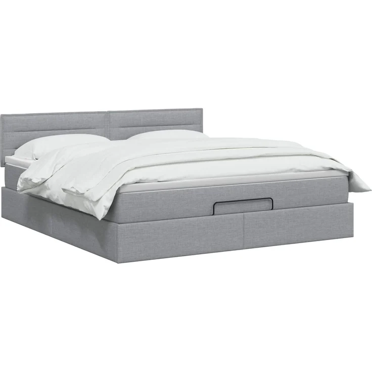 vidaXL Ottoman Bett mit Matratze Hellgrau 180 x 200 cm Stoff 3456261 – Bild 3