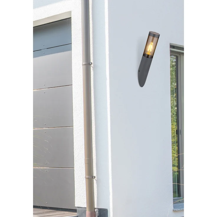 Wandleuchte, Edelstahl, anthrazit, rauchfarben, H 40 cm – Bild 6