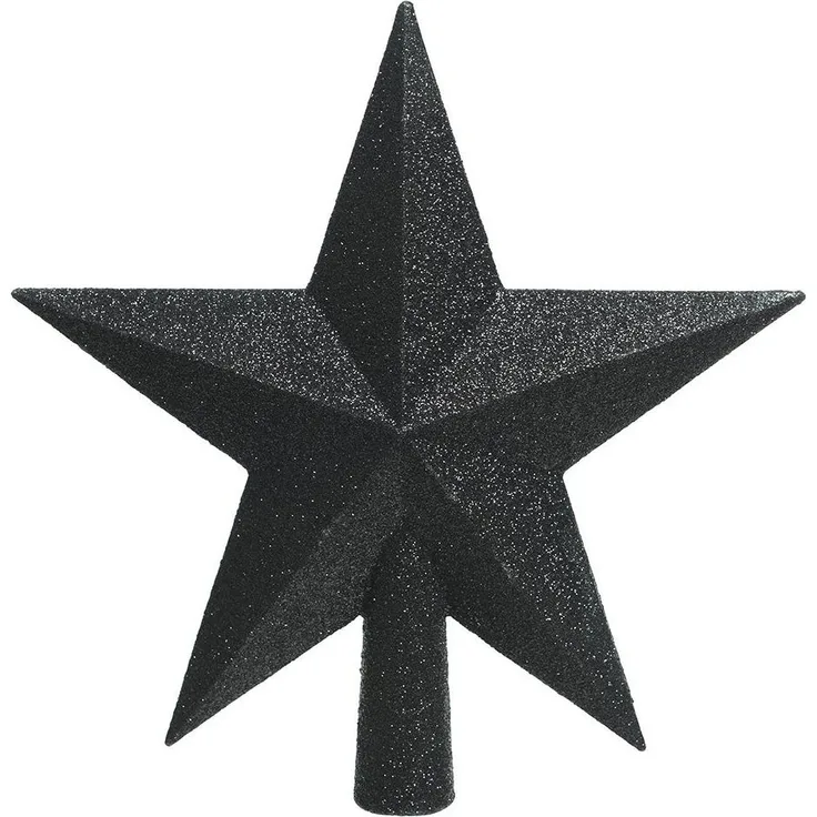 Kaemingk Christbaumspitze, Christbaumspitze Stern mit Glitzer 19cm Kunststoff, schwarz