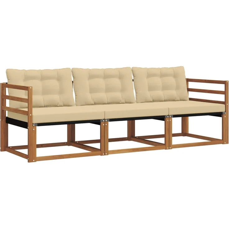 vidaXL Outdoor-Sofagarnitur 3 stk. 3-Sitzer Natur und Beige 3369136 – Bild 2