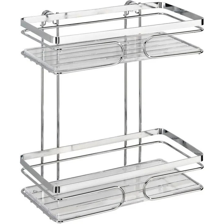 WENKO PREMIUM Duschablage, Chrom, 2 Etagen, Edelstahl rostfrei