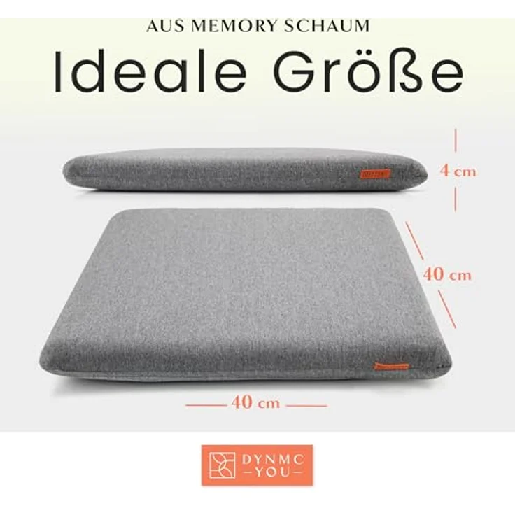 DYNMC you Sitzkissen Stuhlkissen 40x40 - Eckig Set Mittelhart, Sitzkissen Bank Memory Schaumstoff - Sitzpolster Stuhl – Bild 7