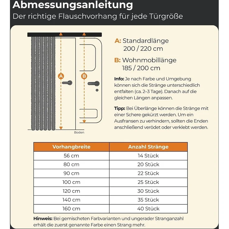 Flauschvorhang 56x185cm - 140x220cm Unistreifen Braun 120x220 cm – Bild 3