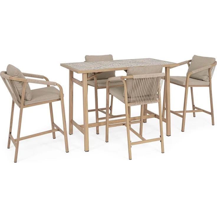 5er Garten-Barset Aremilak - Aluminium Desert Sand, Olefin Taupe – Bild 1