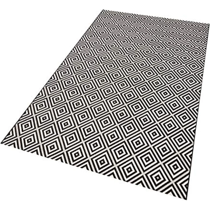 In- & Outdoor Teppich Karo schwarz/creme - 140x200x0,8cm – Bild 8