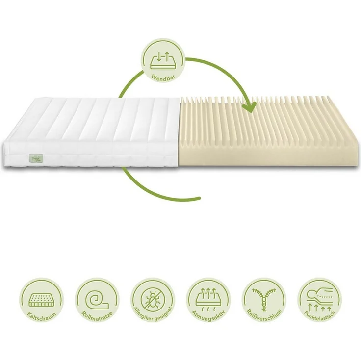 DREAMSTAR Easy Flex | ergonische 7-Zonen Kaltschaummatratze | Öko-Tex Zertifiziert | Härtegrad 2 und 3 (H2 & H3) | Rollmatratze 13 cm | Made in EU I 80 x 200 cm – Bild 2