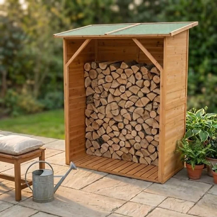 Kaminholzregal Brennholzregal Kaminholz Brennholz Regal Unterstand XXL Holz – Bild 4