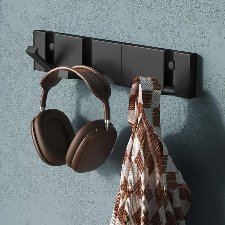 Mai & Mai Wandgarderobe Wandhaken Garderobenleiste Garderobenhaken mit 4/6 klappbaren Haken, Faltmechanik und Anti-Rutsch-Textur