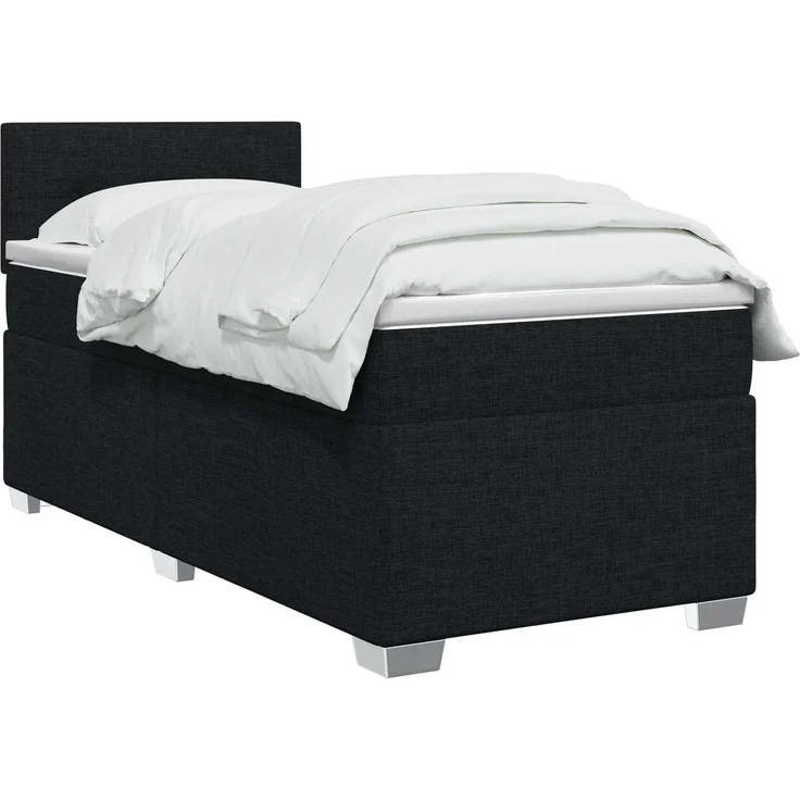 vidaXL Boxspringbett mit Matratze Schwarz 100 x 200 cm Stoff 3450413 – Bild 3