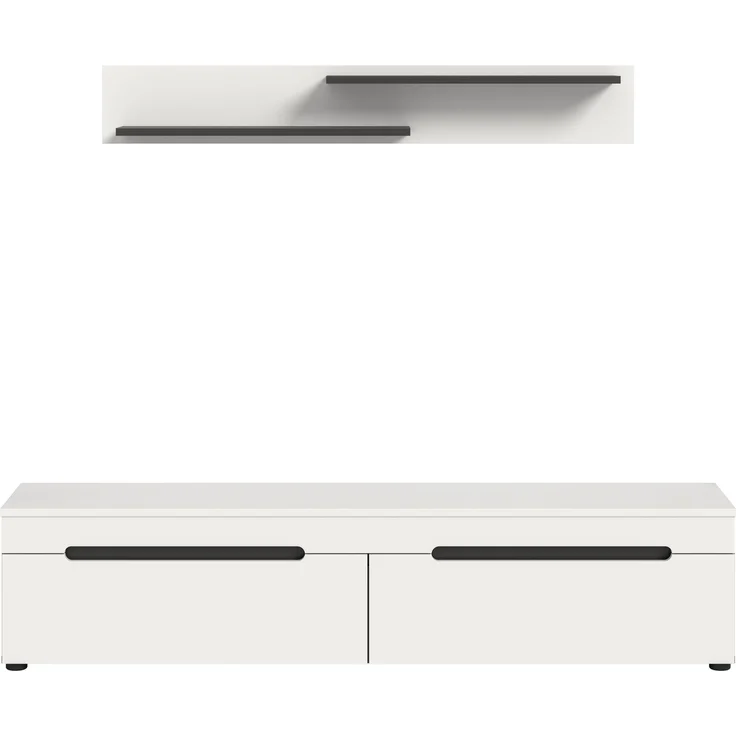 Lowboard inkl. Wandboard (B/H/T: 170x38x33 cm) in weiß Nachbildung – Bild 2
