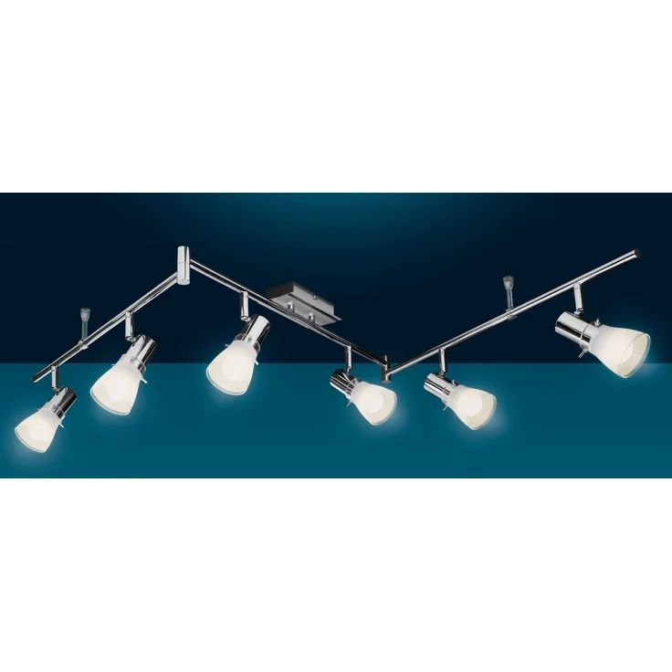 TRANGO LED Deckenleuchte, 6-flammig 1007-68 Deckenstrahler Chrom-Optik & Aluminium gebürstet Serie FREYA inkl. 6x E14 LED Leuchtmittel 3.000K warmweiße Lichtfarbe Badleuchte, Flurleuchte, Küchenleuchte, Schwenkbare LED Deckenlampe, Kronleuchter – Bild 4