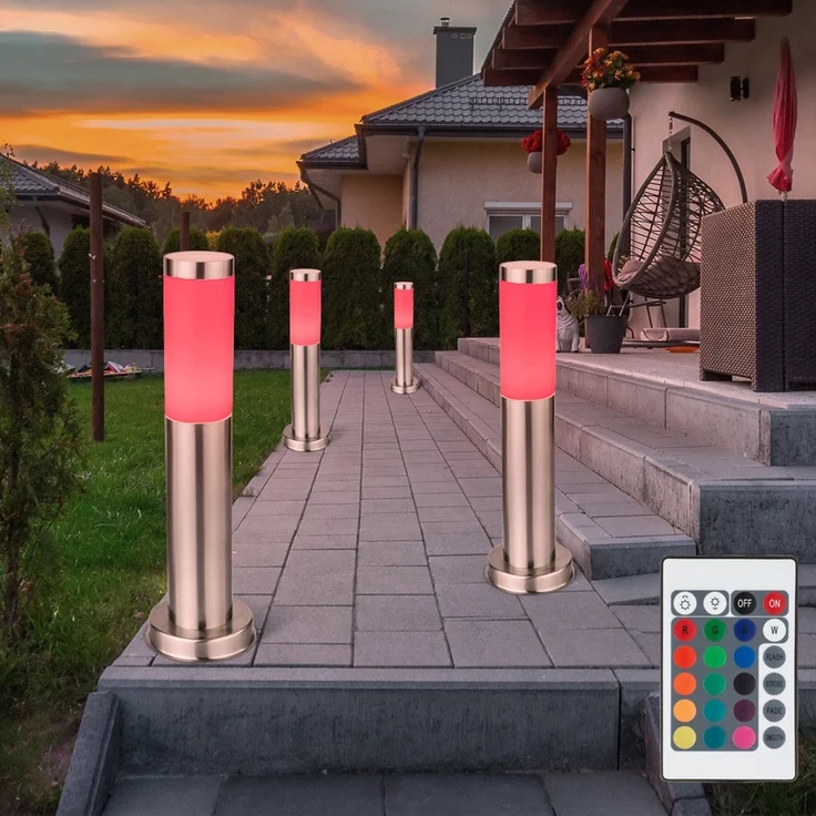4er Set RGB LED Stehleuchten, Edelstahl, Höhe 45 cm, BOSTON – Bild 8