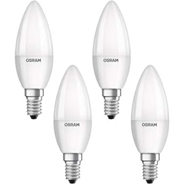 OSRAM LED-Kerzenlampe E14, 4,9W, 4er Set, mattes Glas, 4.000K
