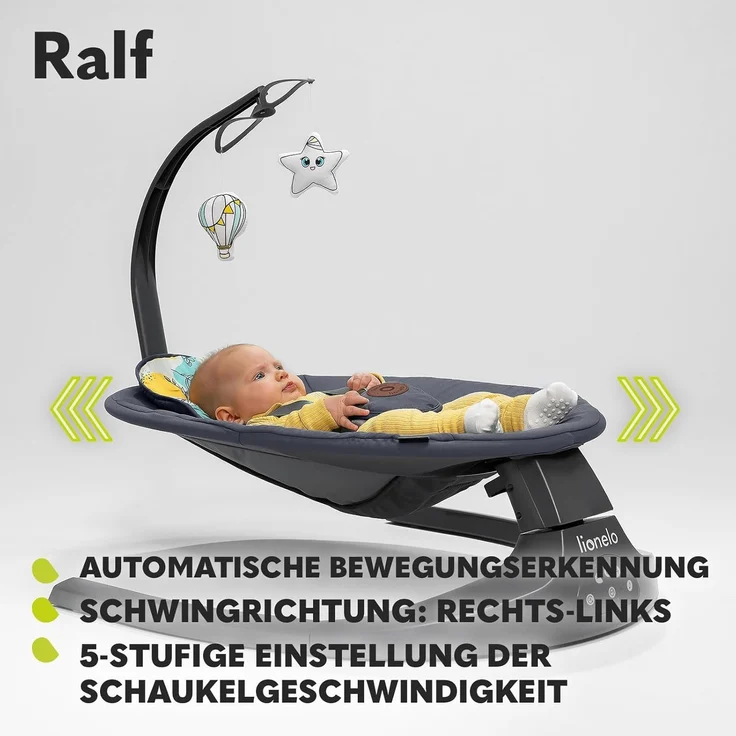 LIONELO Ralf 2in1 Babywippe und Liegestuhl, Fernbedienung, 12 Melodien, zwei Schaukelrichtungen, 5 Schaukelgeschwindigkeiten, Sperrung, Rückenlehnenverstellung, Timer, leiser Betrieb – Bild 6