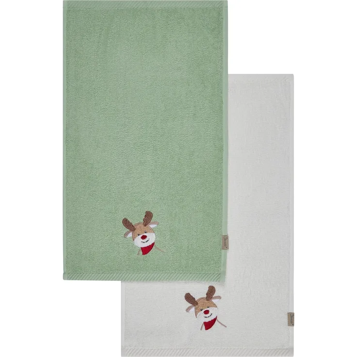 Sterntaler Kinderhandtuch Doppelpack Rentier, Baby- und Kinderhandtuch, saugfähige Baumwolle, schöne Webkanten, süße Applikation, weich und pflegeleicht, 50×30×0,5 cm, bunt