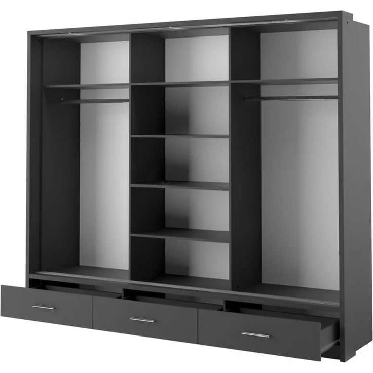 Compleo Kleiderschrank ARTI 01 mit 3 Schubladen, mit Spiegel, 3-türig Schwebetürenschrank – Bild 3