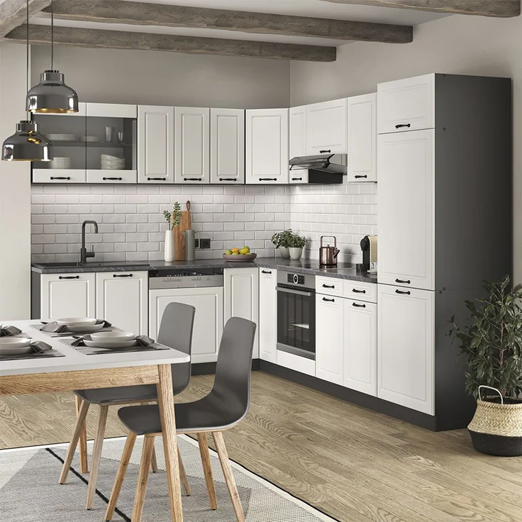 Küchenfront R-Line Weiß Landhaus 59.6 x 196 cm Möbelfront für den Kühlumbauschrank Vicco – Bild 6