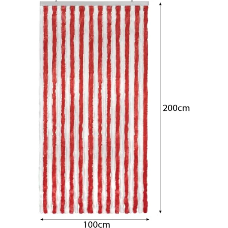 Moritz Flauschvorhang aus Chenille 100 x 200 cm rot weiß Türvorhang als Fliegenschutz Insektenschutz für Camping Wohnwagen – Bild 3