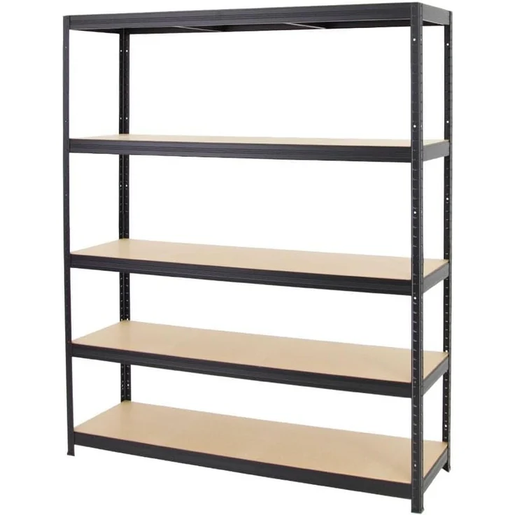 PROREGAL Mega Deal 5er-Set Schwerlastregale Giant Elephant 180 x 150 x 45 cm mit 5 Ebenen Fachlast 200kg Schwarz, Kellerregal, Steckregal, Garagenregal, Lagerregal – Bild 7