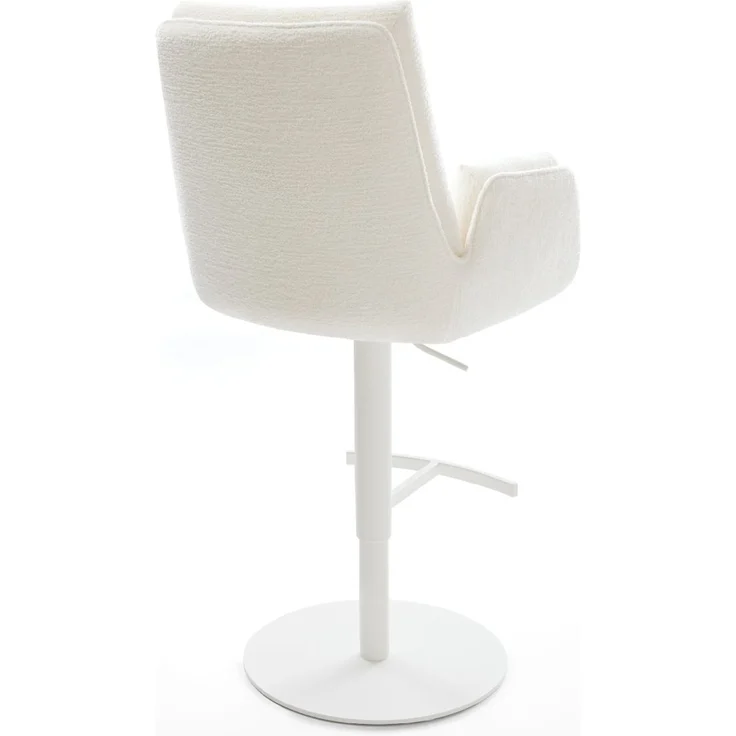Barstuhl Clea-Flex Bouclé Soft Beige Drehfuß höhenverstellbar Metall Weiß – Bild 5