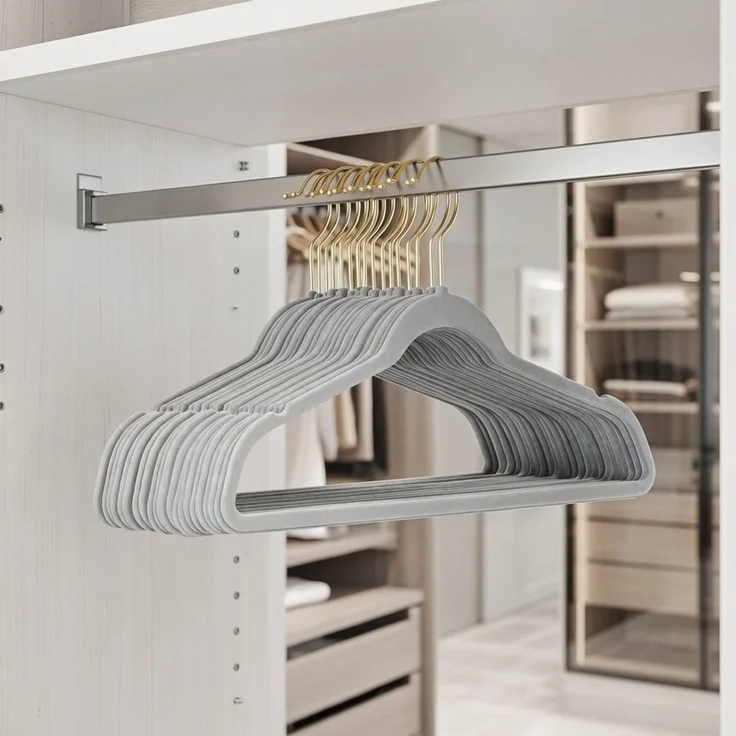 StickandShine Kleiderbügel Samt 100 Stück in verschiedenen Farben mit edlen Goldhaken im Set, (Spar-Set), Designbügel – Bild 2
