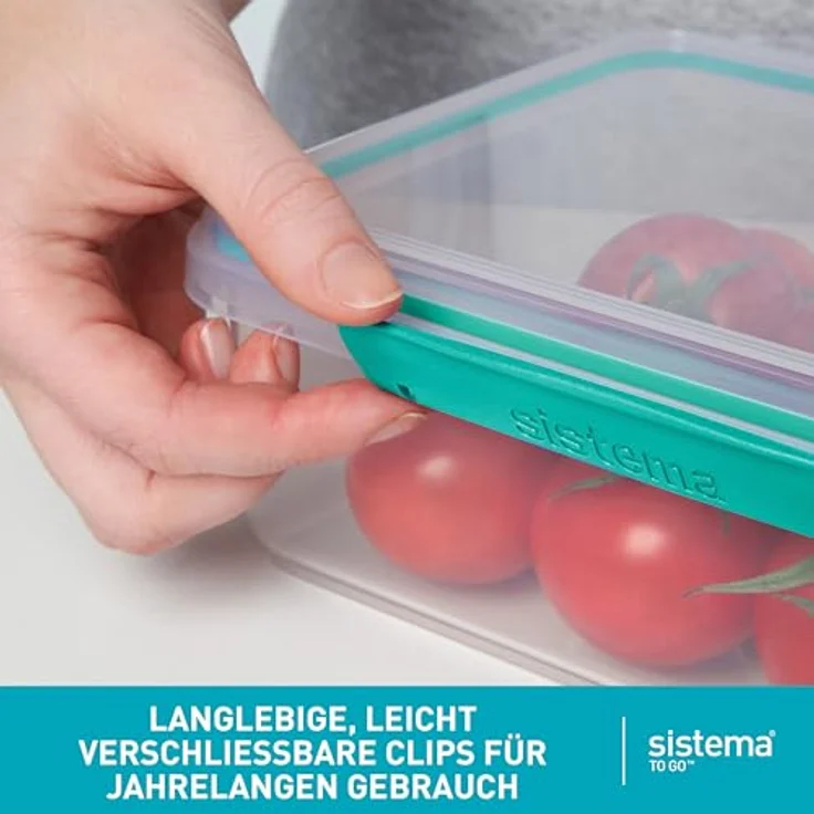 Sistema TO GO Bento-Box Cubes | 1,25 L | Brotdose für Pause mit Fächern und Snackbox | BPA-frei | 2 Stück | Minty Teal & Ocean Blue – Bild 5