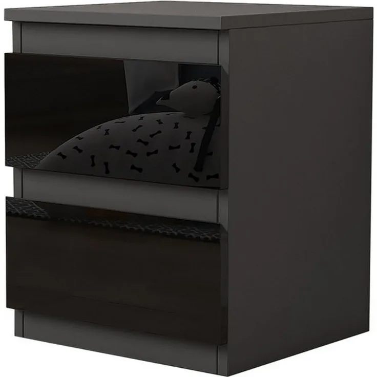 HTI-Living Nachtschrank Nachtschrank Kenji Hochglanz Schwarz (Stück, 1-St, 1 Nachtschrank) Nachtkommode 2 Schubladen