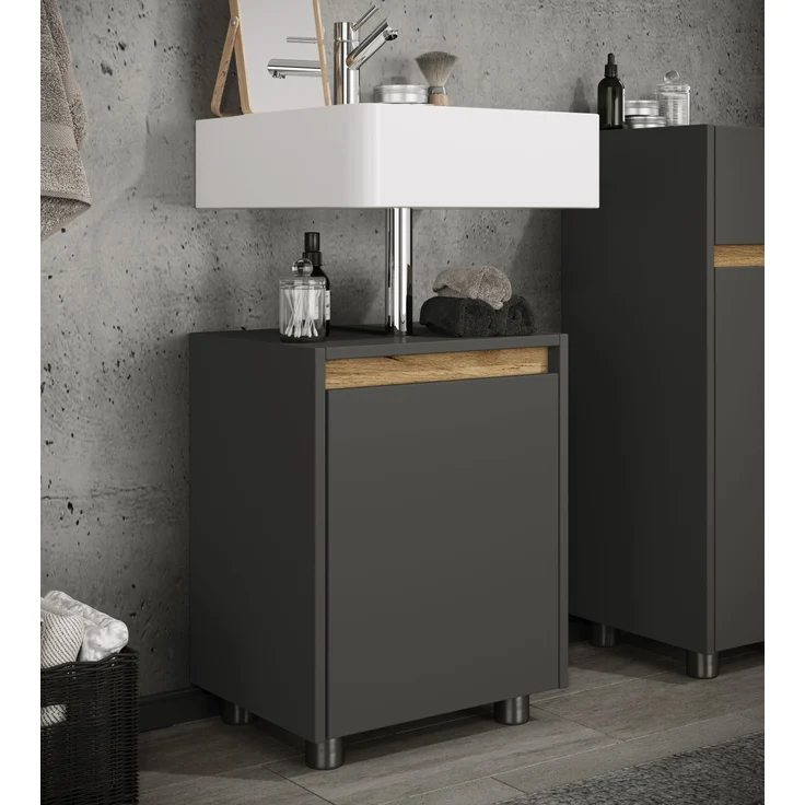 VCM Badmöbel Waschbeckenunterschrank Cosila 921836 Anthrazit / Honig-Eiche H. 55 x B. 42 x T. 33 cm – Bild 3