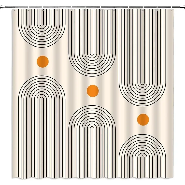 Zyronn Duschvorhang Wasserdichter Polyester-Duschvorhang, Boho-Duschvorhang, mit 12 Haken, dicker schimmelresistenter Duschvorhang