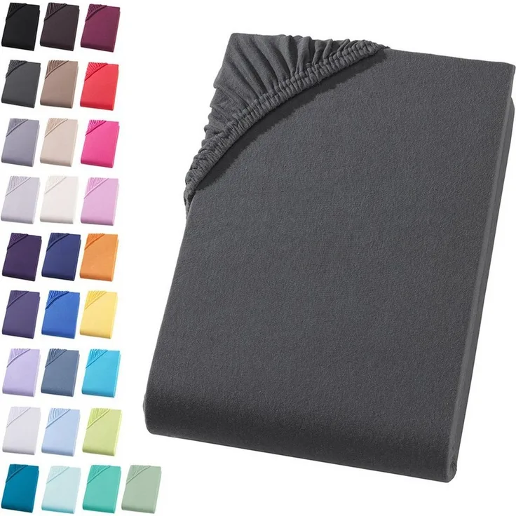 Visaggio Spannbettlaken Jersey aus 100% Baumwolle Spannbetttuch Bettlaken, Jersey, Gummizug: rundum, Spannbettlaken, für Matratzenhöhen bis 22 cm, Steghöhe 30 cm