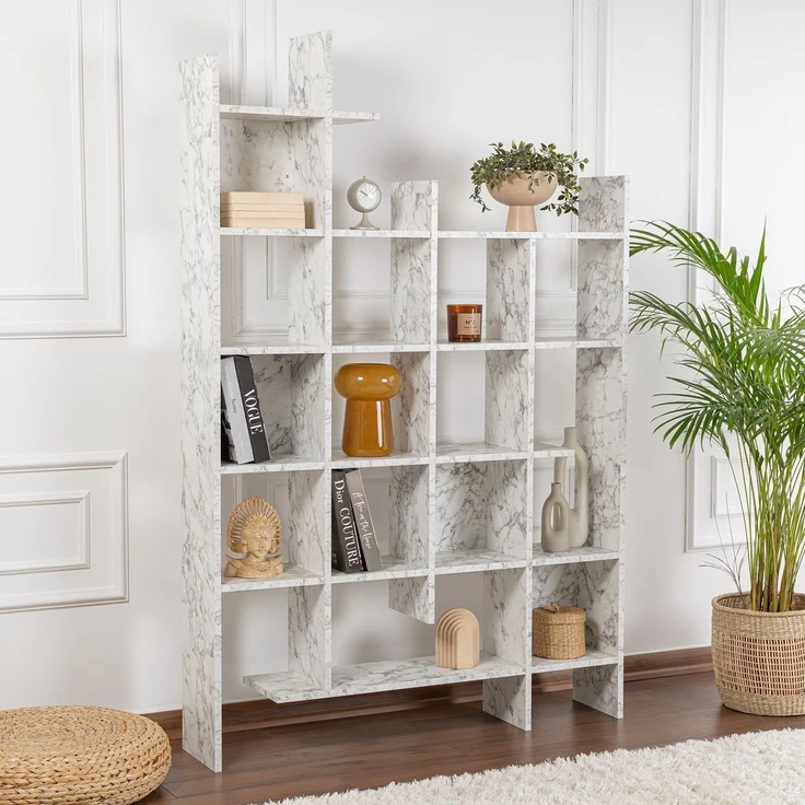 Bücherregal, 'Manco', 188 x 25,5 x 122, Carrara-Marmor – Bild 1