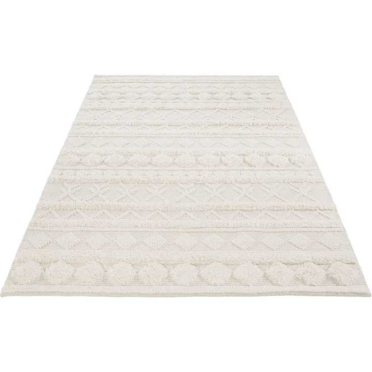 LUXOR living Wollteppich Hägga, rechteckig, Höhe: 15 mm, Handweb Teppich, reine Wolle, handgewebt, Hoch-Tief Struktur
