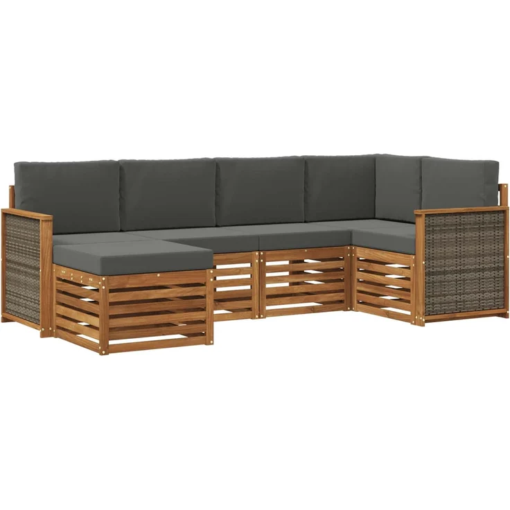vidaXL Outdoor-Sofagarnitur 6 stk. 5-Sitzer Natur und Anthrazit 3384558 – Bild 2