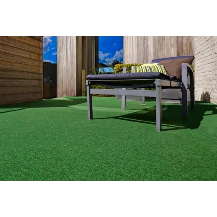 andiamo Kunstrasen Outdoor wasserdurchlässig, Rasenteppich wetterfest, Drainage-Noppen, UV-beständig, für Balkon und Garten, Farbe:Grün, Größe:200x300 cm – Bild 2