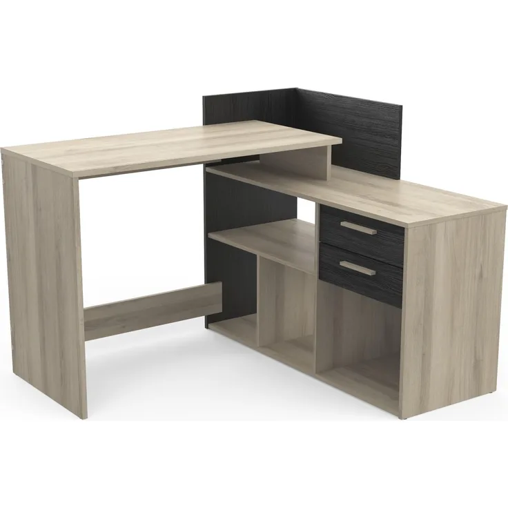 Eckschreibtisch >Optima2< in Kronberg Eiche/schwarz - 121x87x109 (BxHxT)