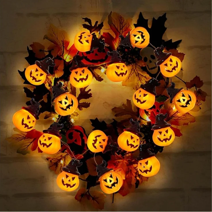 Bomiclss LED-Lichterkette 3M Halloween-LED-Lichterkette mit Kürbis-Laternen – Bild 4