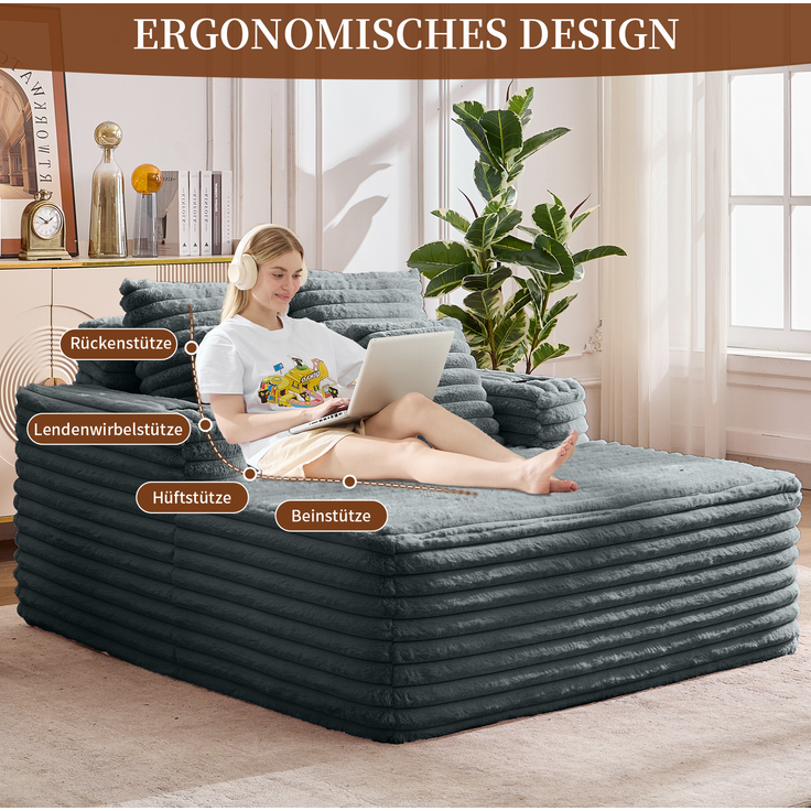 ZUBALIYA SchlafSofa mit breiten Armlehnen, ohne aufwendige Montage, für Wohnzimmer und Apartments, mit stabilem Untergestell – Bild 7