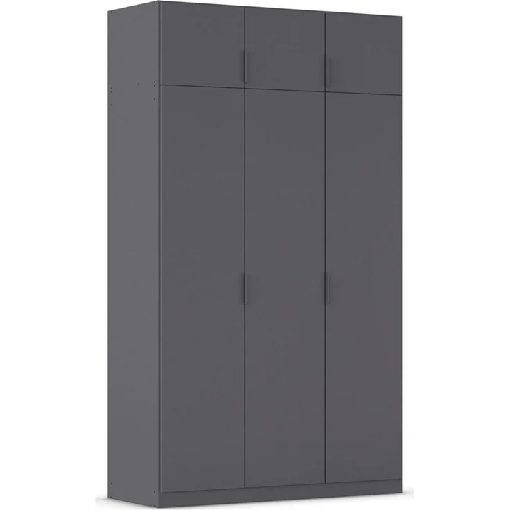 Rauch Möbel Lagoa, Kleiderschrank, Garderobe für Schlafzimmer, Kinderzimmer, Jugendzimmer 6-türig, Farbe Grau metallic, Schwarz, Breite 136 – Bild 1