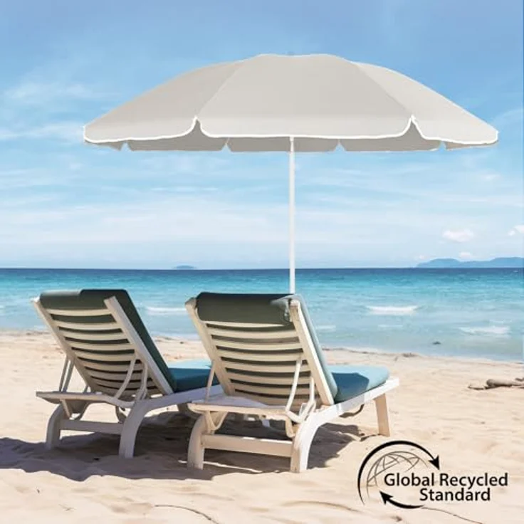 Sekey Sonnenschirm Ø 180 cm Balkonschirm Rund Strandschirm Sonnenschirm mit Schutzhülle, LxB: 180x180 cm, Neigungswinkel verstellbar, Höhe verstellbar, mit Tragetasche – Bild 8