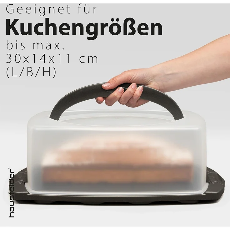 Hausfelder Kuchentransportbox Kuchentransportbox rechteckig (Kastenkuchen), Kunststoff, (Set, 1-tlg, 1 Box), Transportboxen mit Deckel – Bild 4