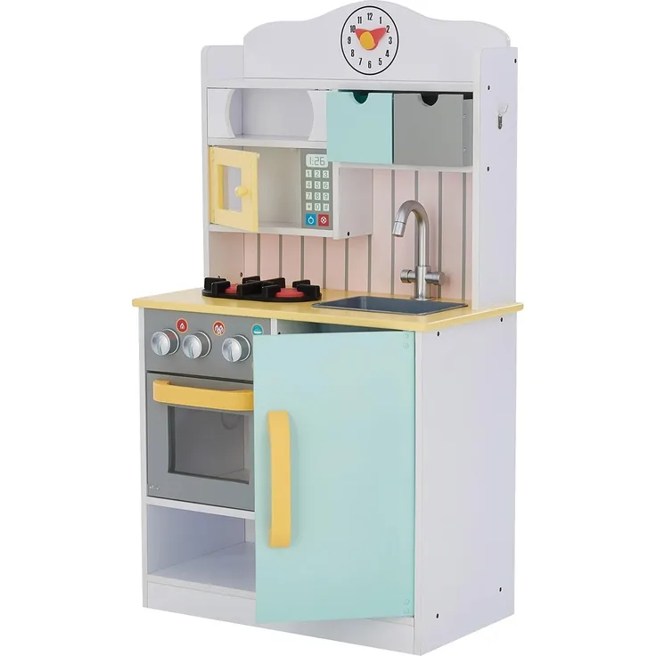 Teamson Kids TD-11708AR Florence Spielküche aus Holz, Weiß/Grün und Gelb